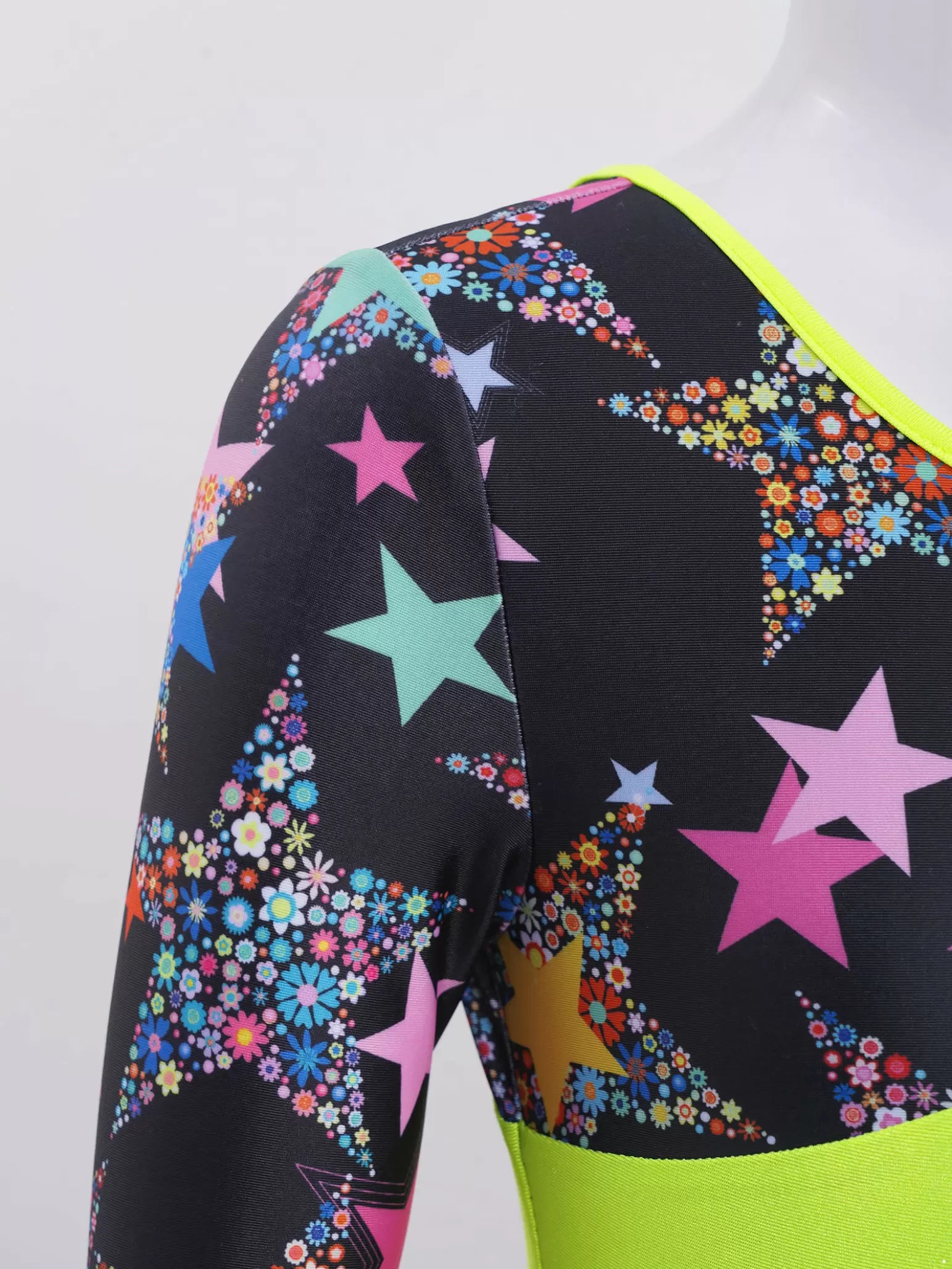 Kids Girls Long Sleeves Stars One-piece Gymnastics Leotard