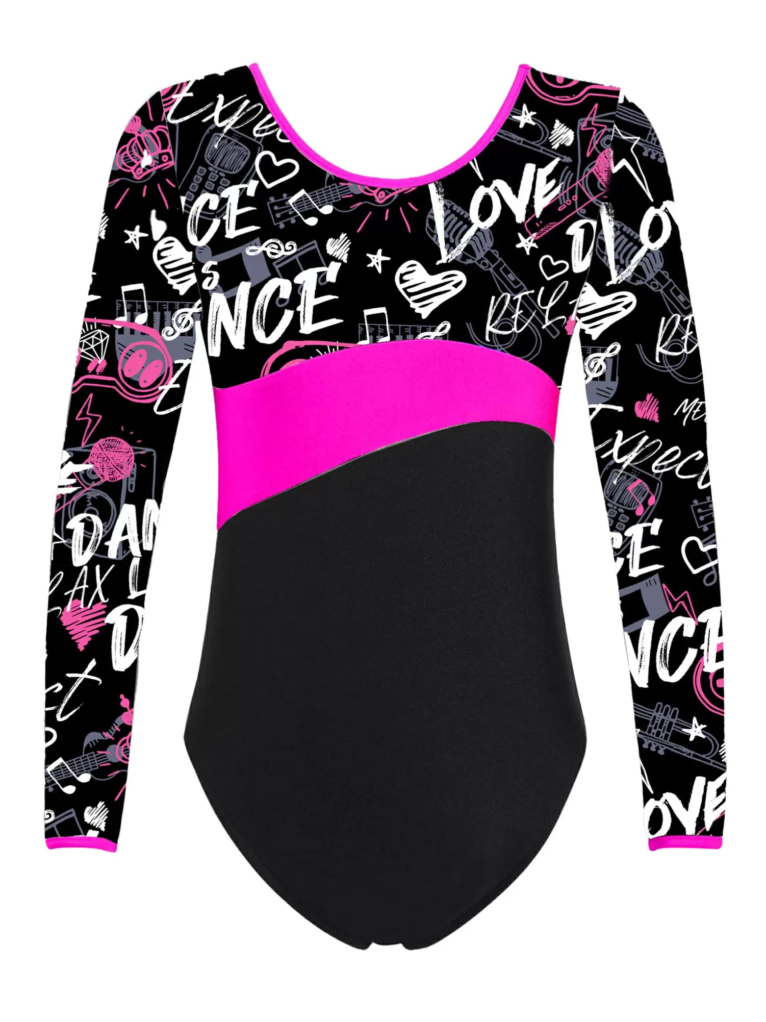 Kids Girls Long Sleeves Stars One-piece Gymnastics Leotard