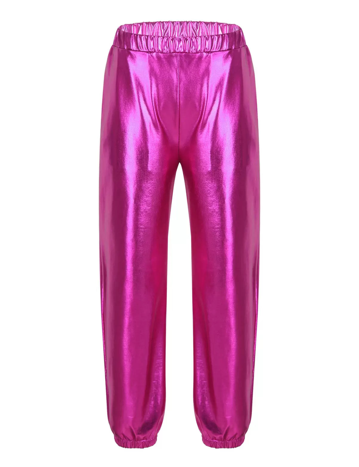 Kids Girls Glossy Metallic Ankle Banded Jazz Dance Pants