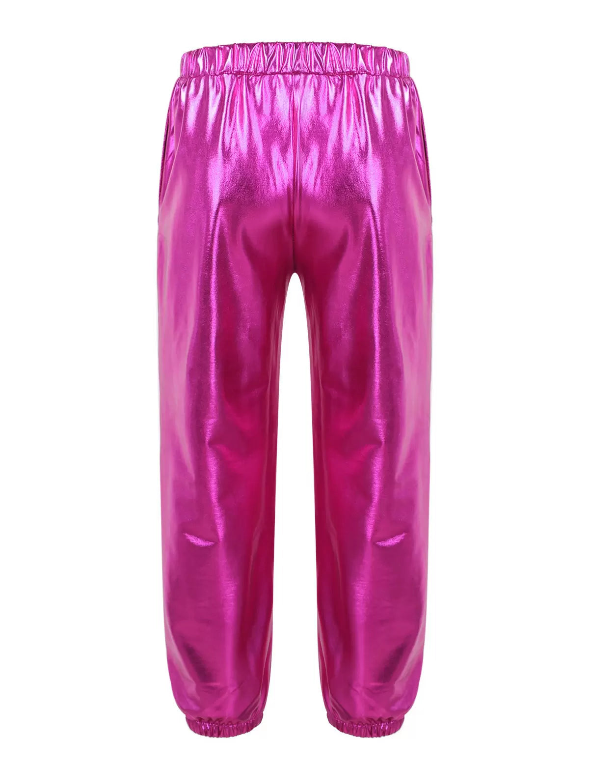 Kids Girls Glossy Metallic Ankle Banded Jazz Dance Pants