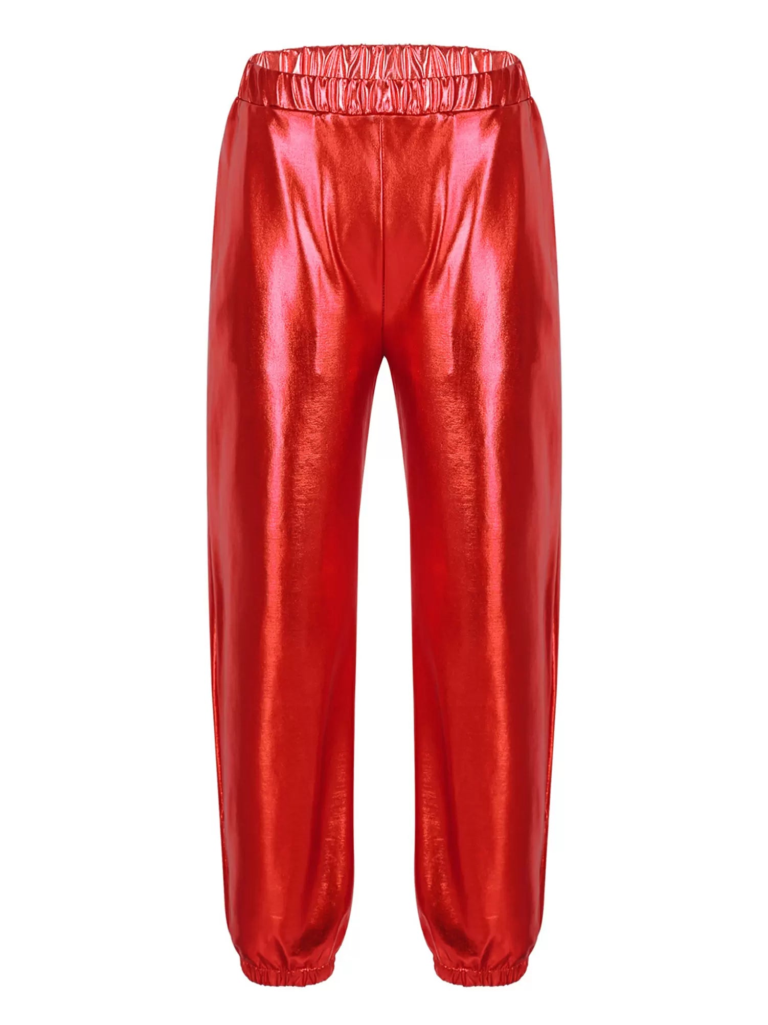 Kids Girls Glossy Metallic Ankle Banded Jazz Dance Pants