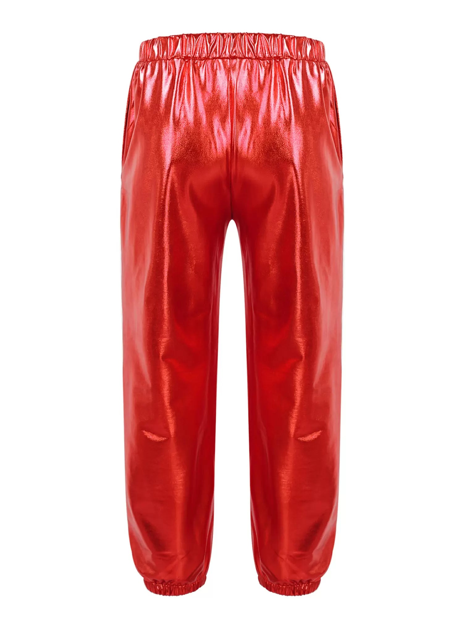 Kids Girls Glossy Metallic Ankle Banded Jazz Dance Pants