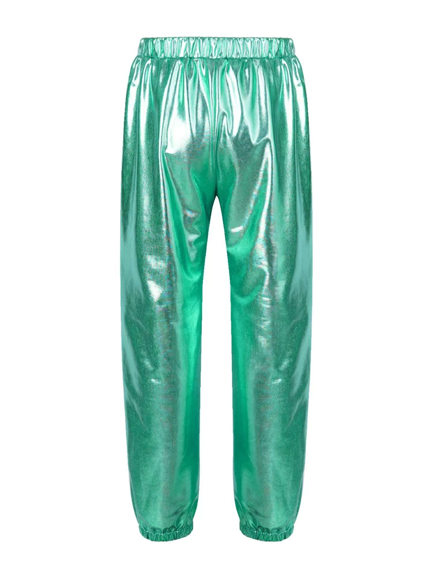 Kids Girls Glossy Metallic Ankle Banded Jazz Dance Pants