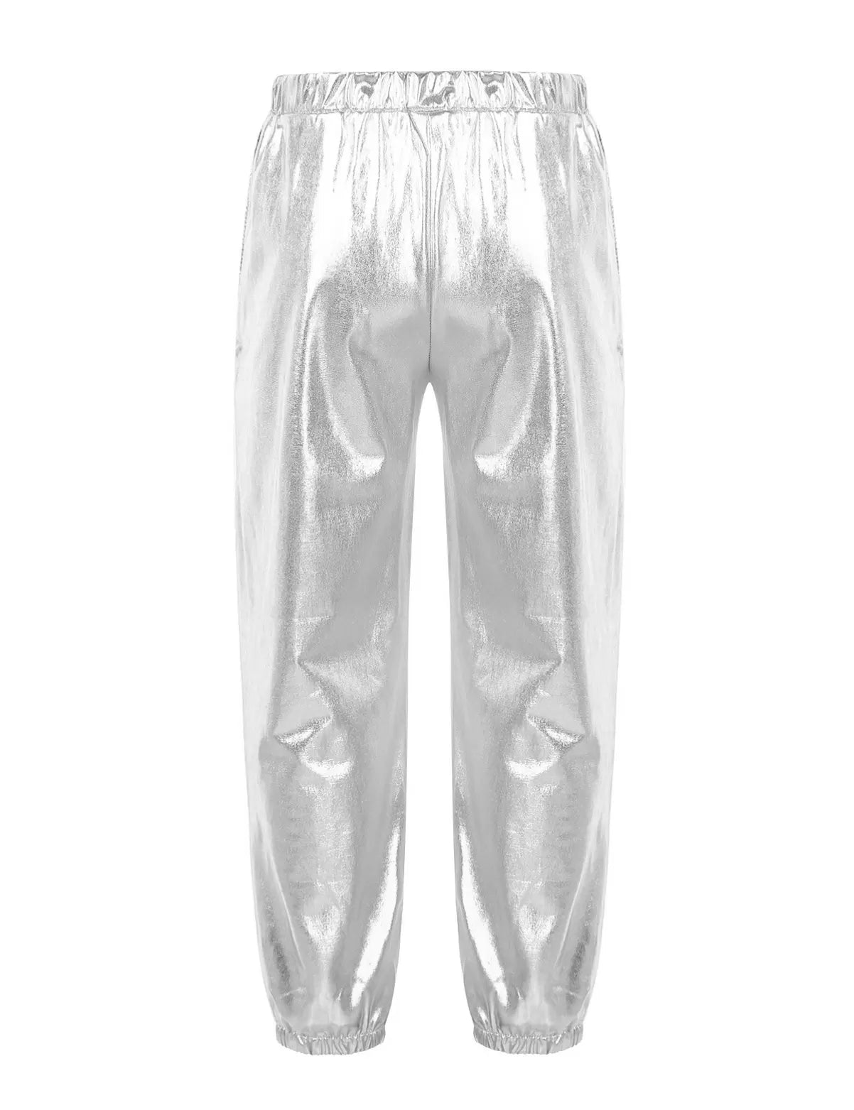 Kids Girls Glossy Metallic Ankle Banded Jazz Dance Pants