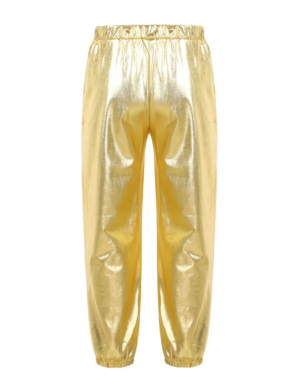 Kids Girls Glossy Metallic Ankle Banded Jazz Dance Pants