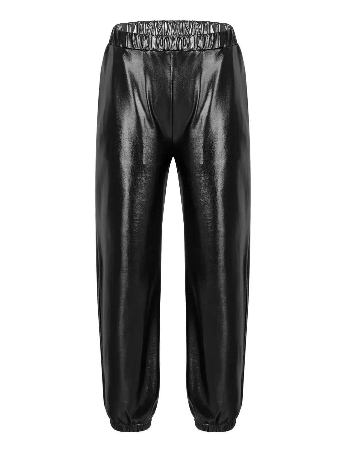 Kids Girls Glossy Metallic Ankle Banded Jazz Dance Pants