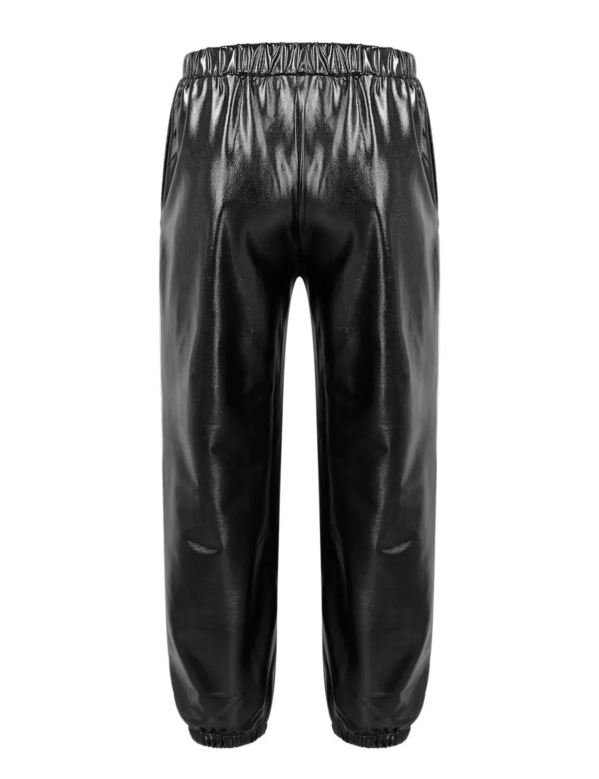 Kids Girls Glossy Metallic Ankle Banded Jazz Dance Pants