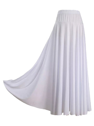 Women Solid Color Ruffle Lyrical Dance Maxi Skirts