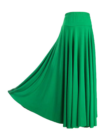 Women Solid Color Ruffle Lyrical Dance Maxi Skirts