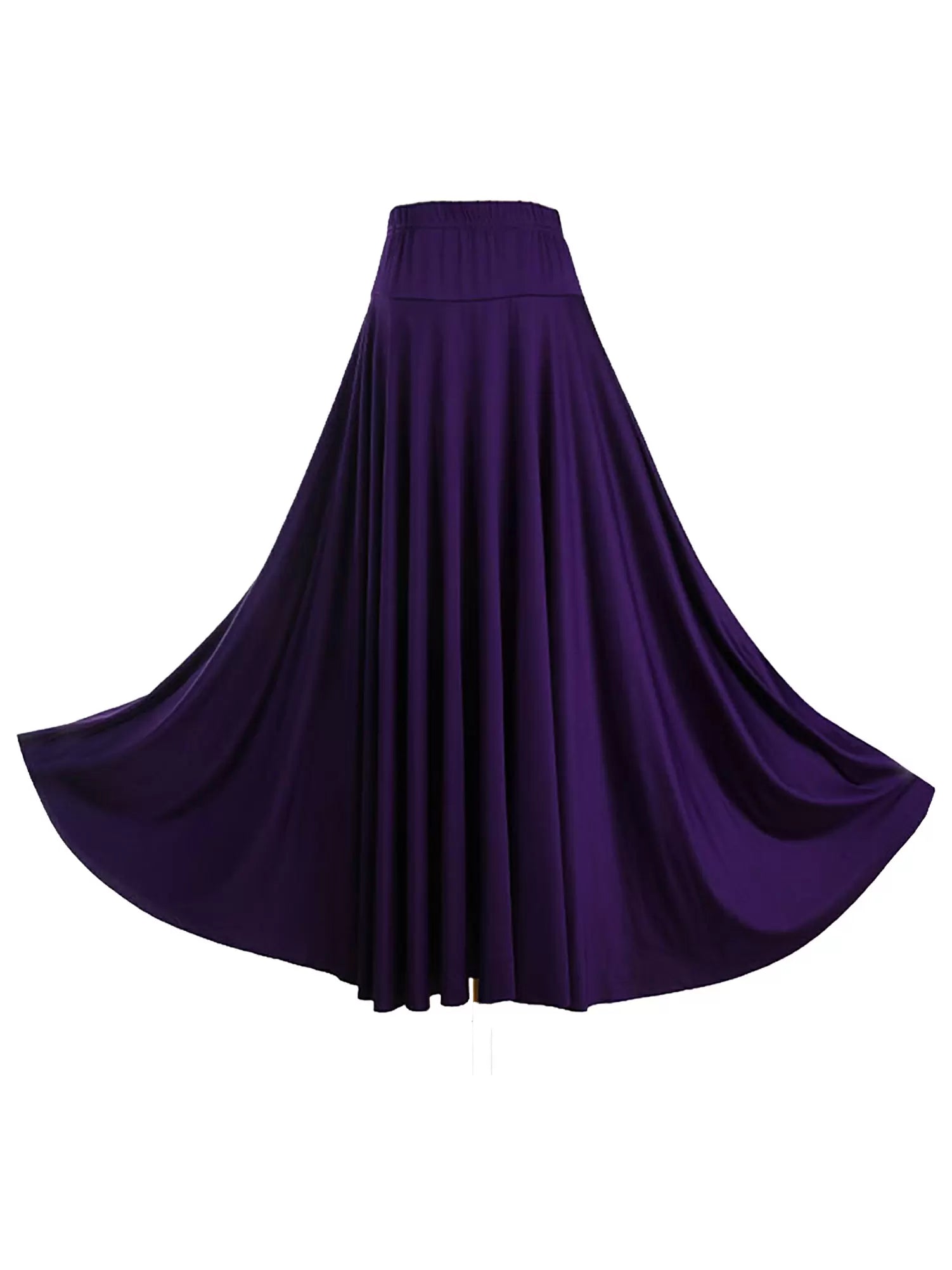 Women Solid Color Ruffle Lyrical Dance Maxi Skirts