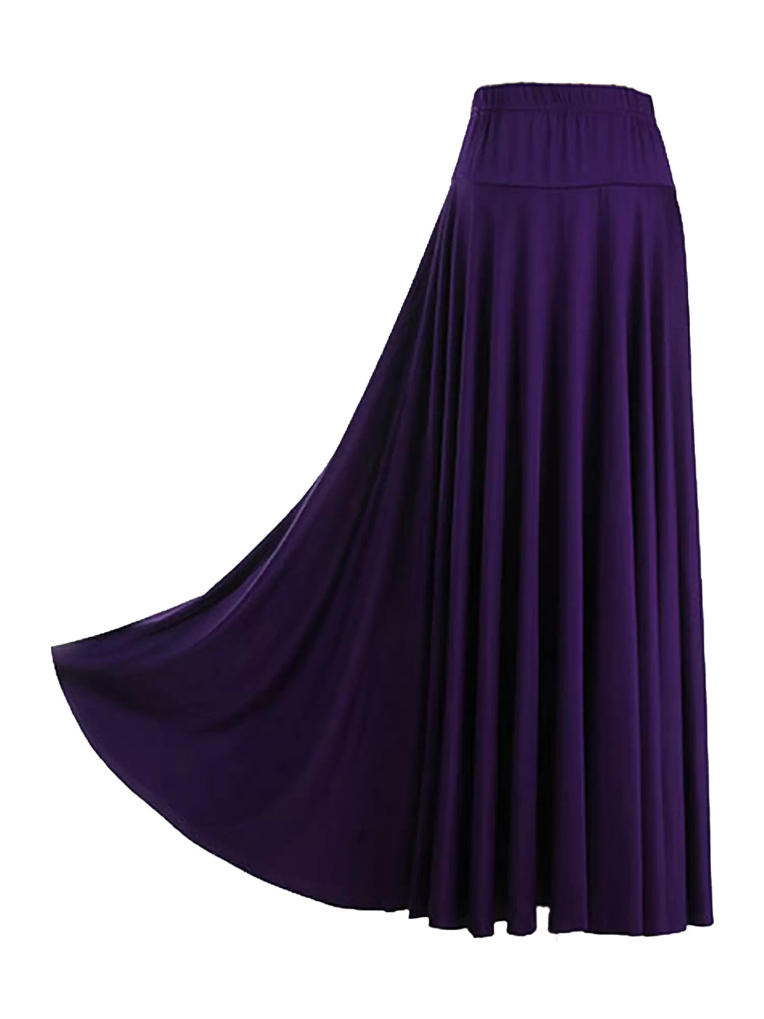 Women Solid Color Ruffle Lyrical Dance Maxi Skirts