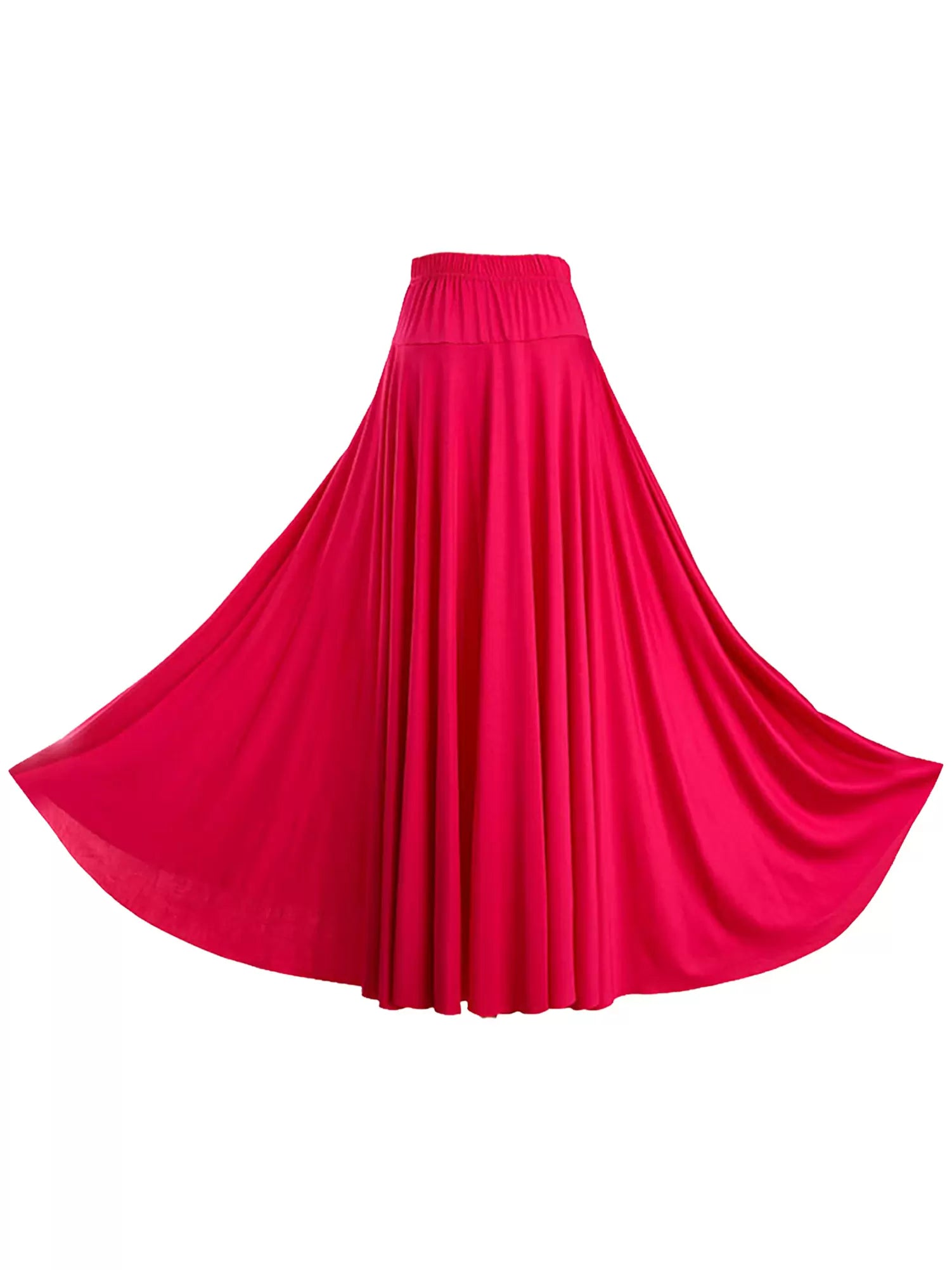 Women Solid Color Ruffle Lyrical Dance Maxi Skirts