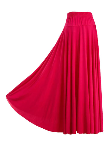 Women Solid Color Ruffle Lyrical Dance Maxi Skirts