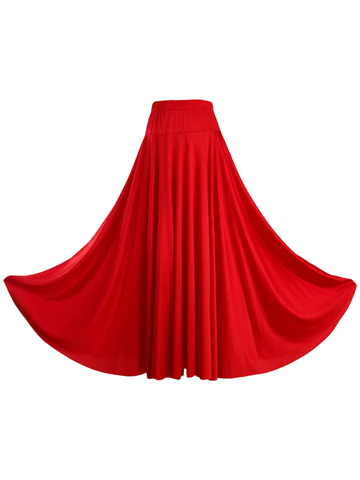 Women Solid Color Ruffle Lyrical Dance Maxi Skirts