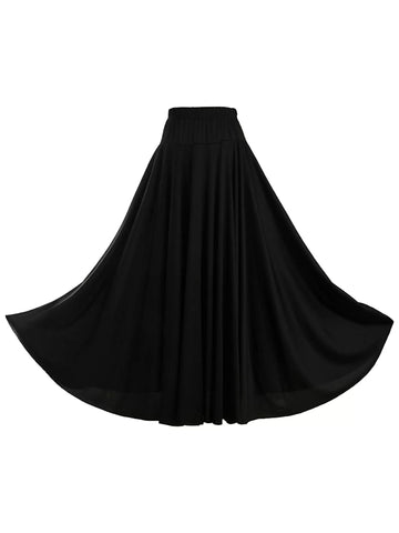 Women Solid Color Ruffle Lyrical Dance Maxi Skirts