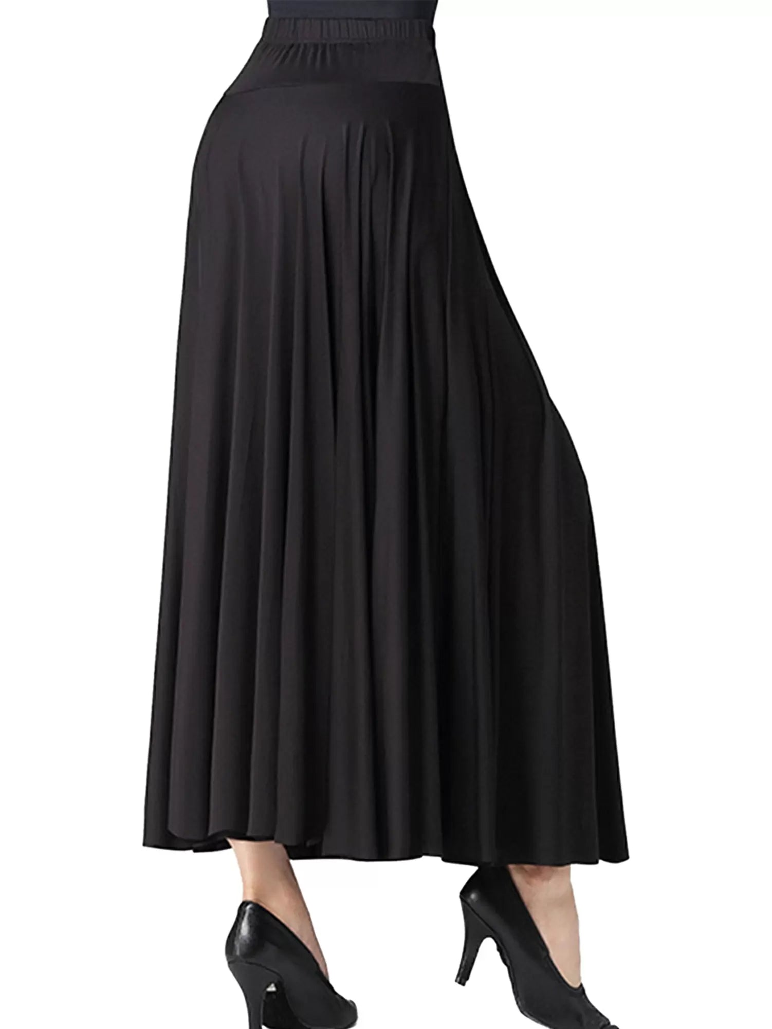 Women Solid Color Ruffle Lyrical Dance Maxi Skirts