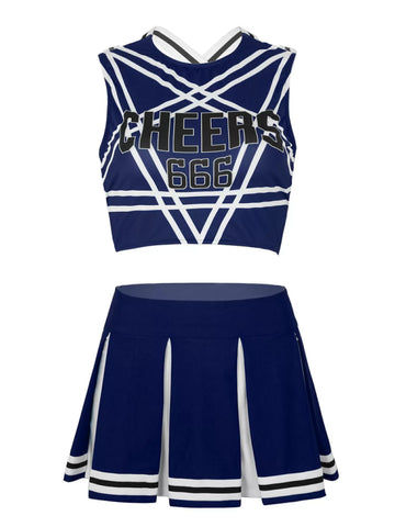 Women Sleeveless Crop Top and Pleated Skirt Cheerleader Dance Sets