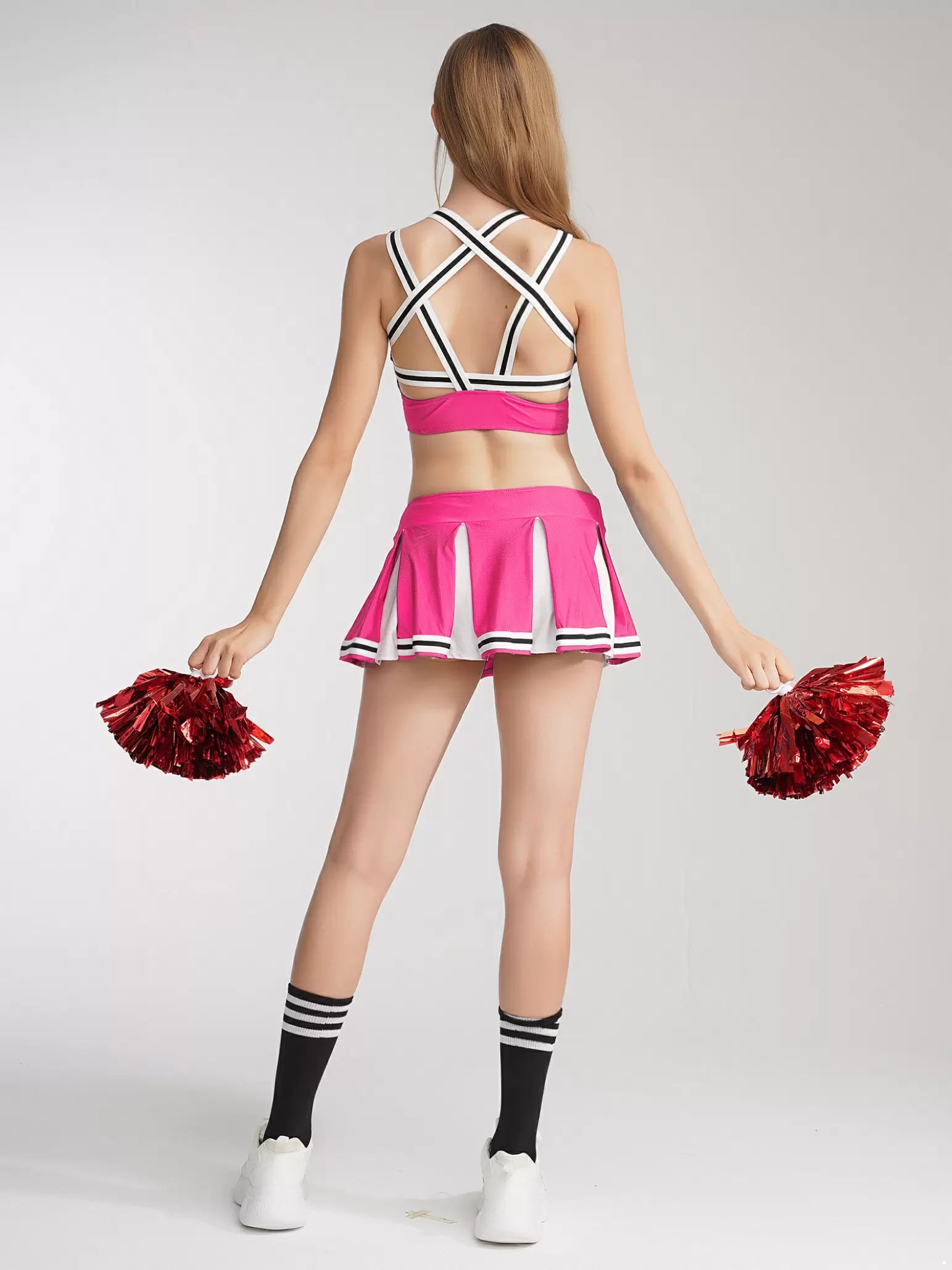 Women Sleeveless Crop Top and Pleated Skirt Cheerleader Dance Sets