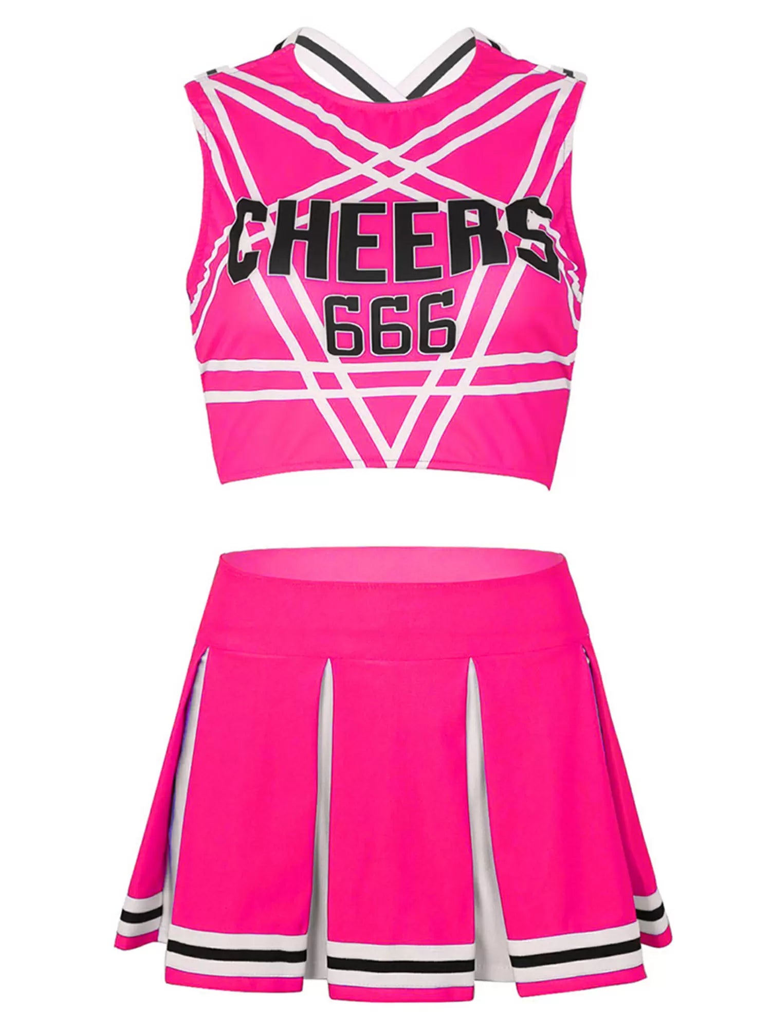 Women Sleeveless Crop Top and Pleated Skirt Cheerleader Dance Sets