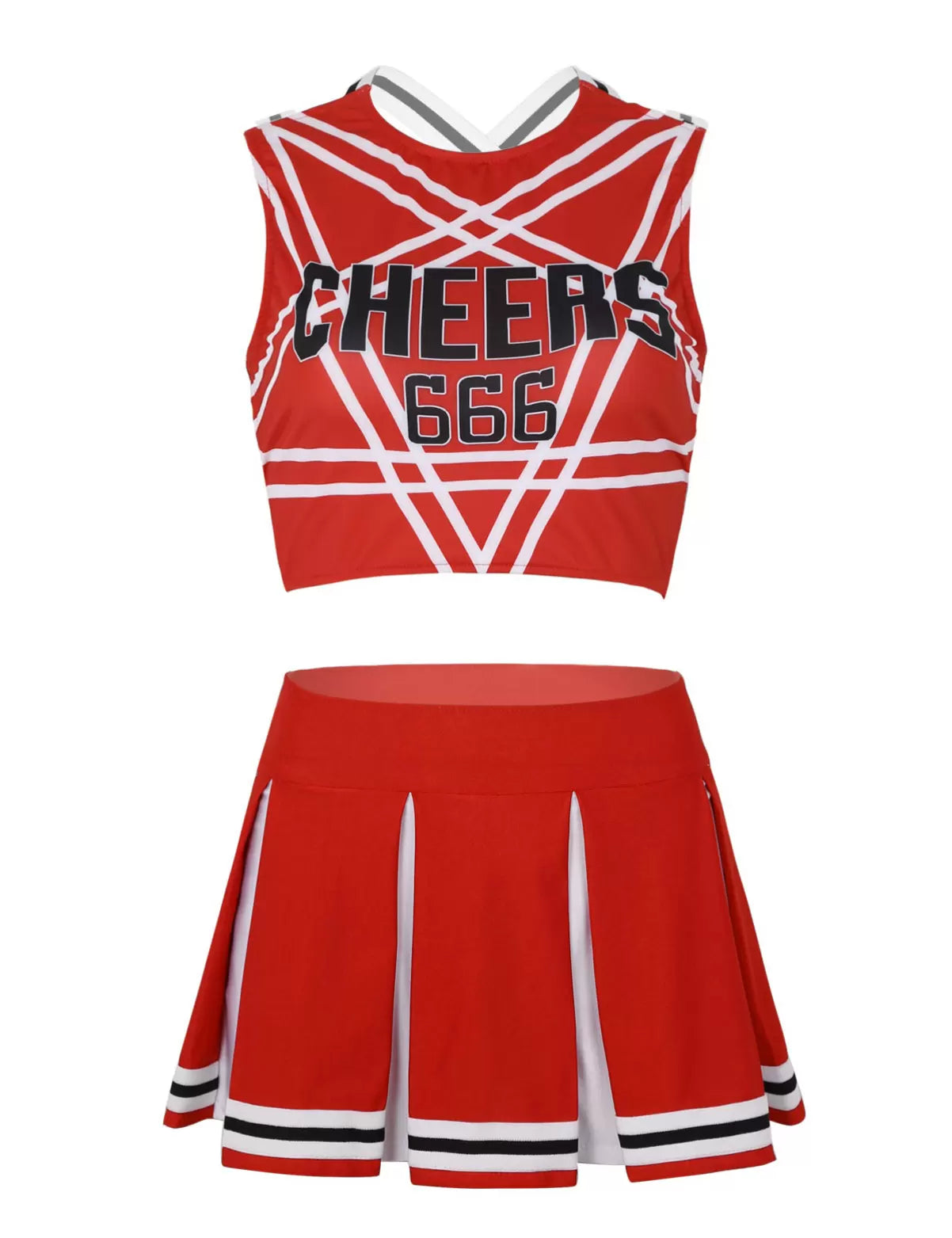 Women Sleeveless Crop Top and Pleated Skirt Cheerleader Dance Sets