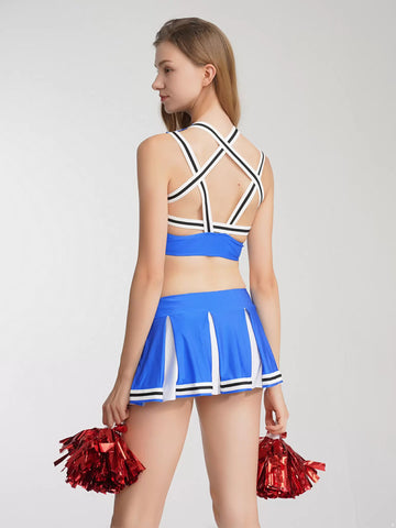 Women Sleeveless Crop Top and Pleated Skirt Cheerleader Dance Sets