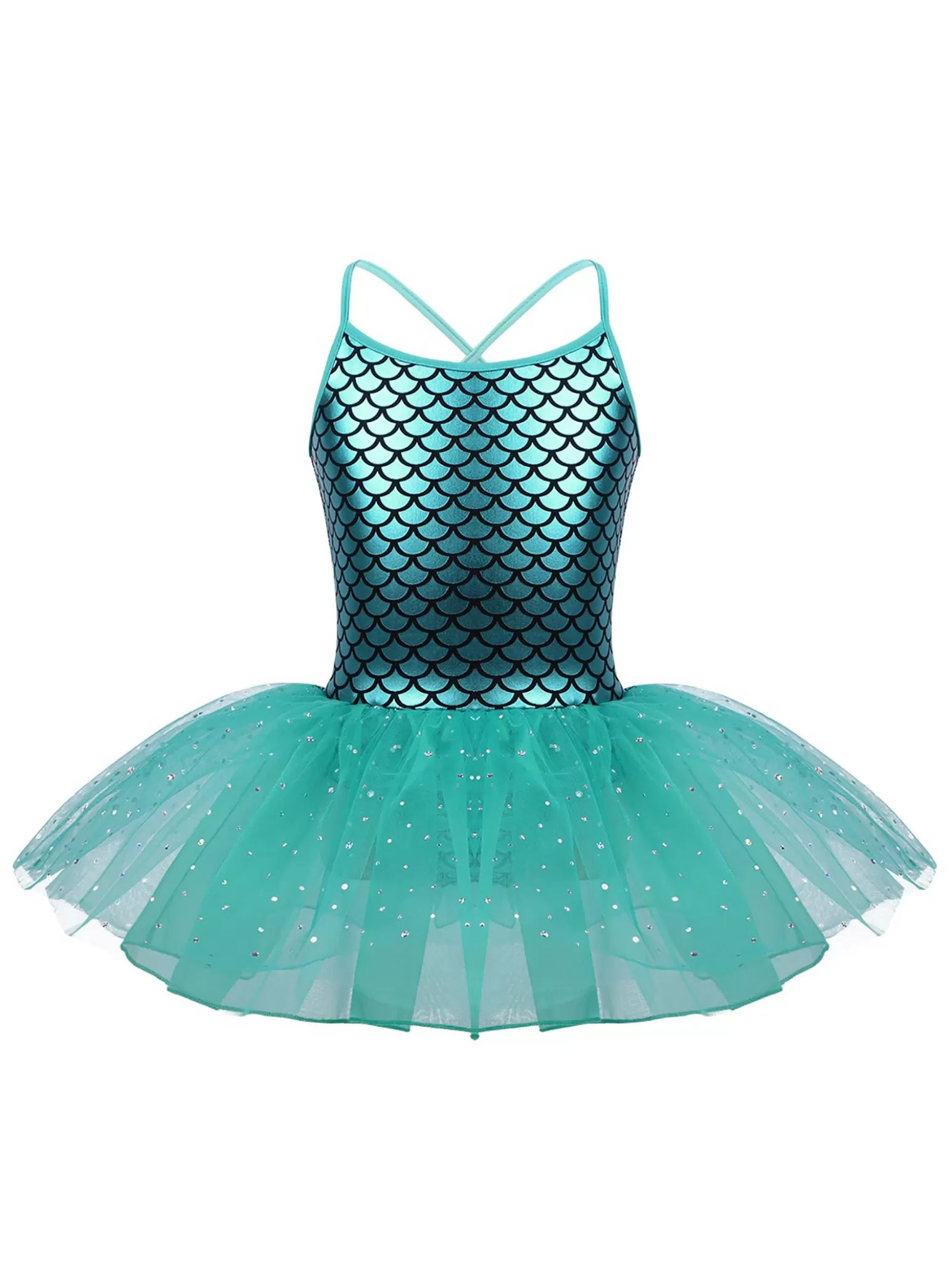 Kids Girls Shiny Mermaid Ballet Dance Tutu Dress