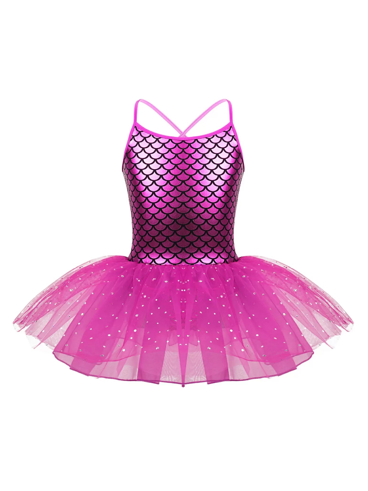 Kids Girls Shiny Mermaid Ballet Dance Tutu Dress