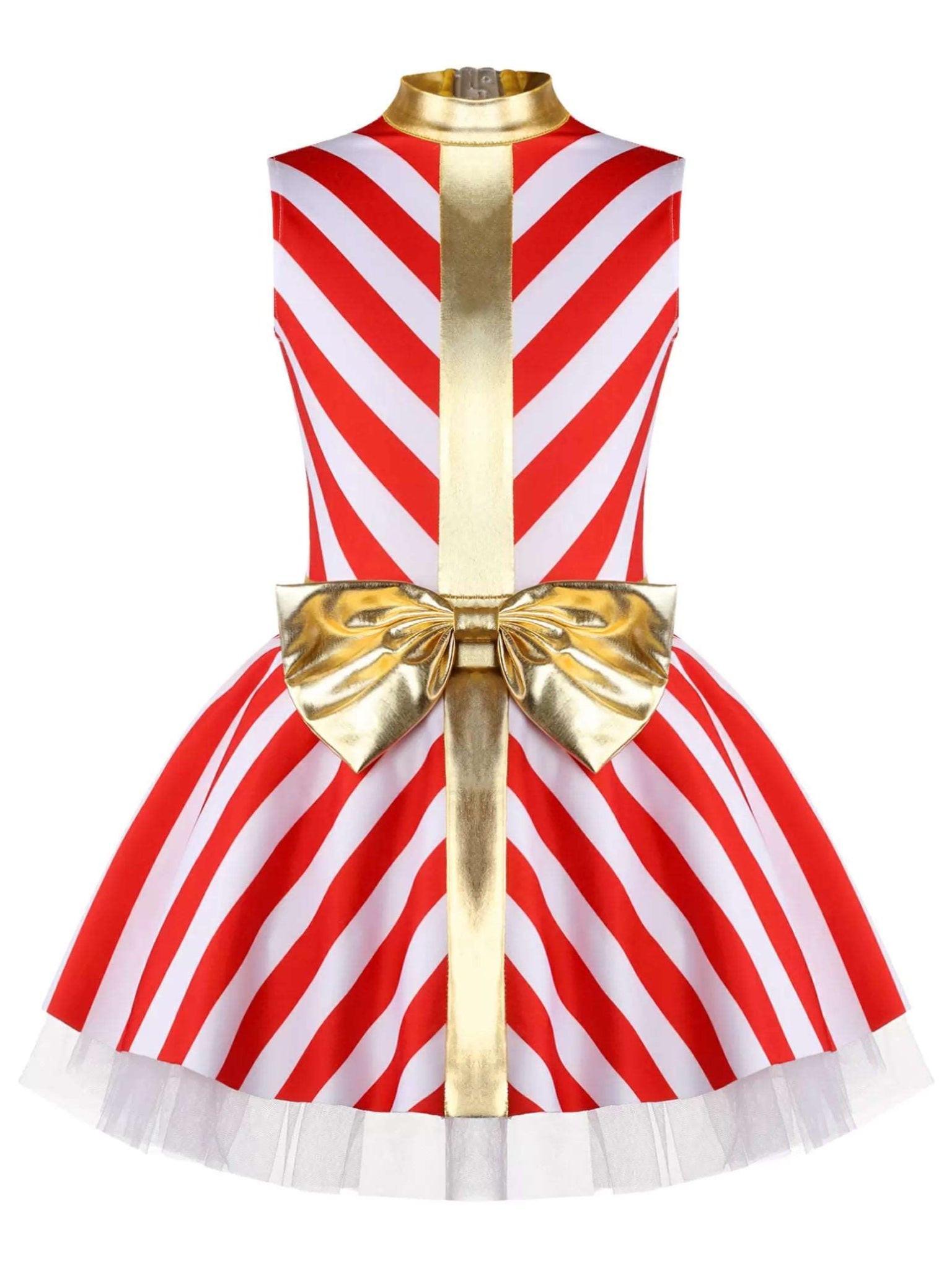 Girls Christmas Candy Cane Costume Xmas Dance Stage Performance Dress - TSSOE