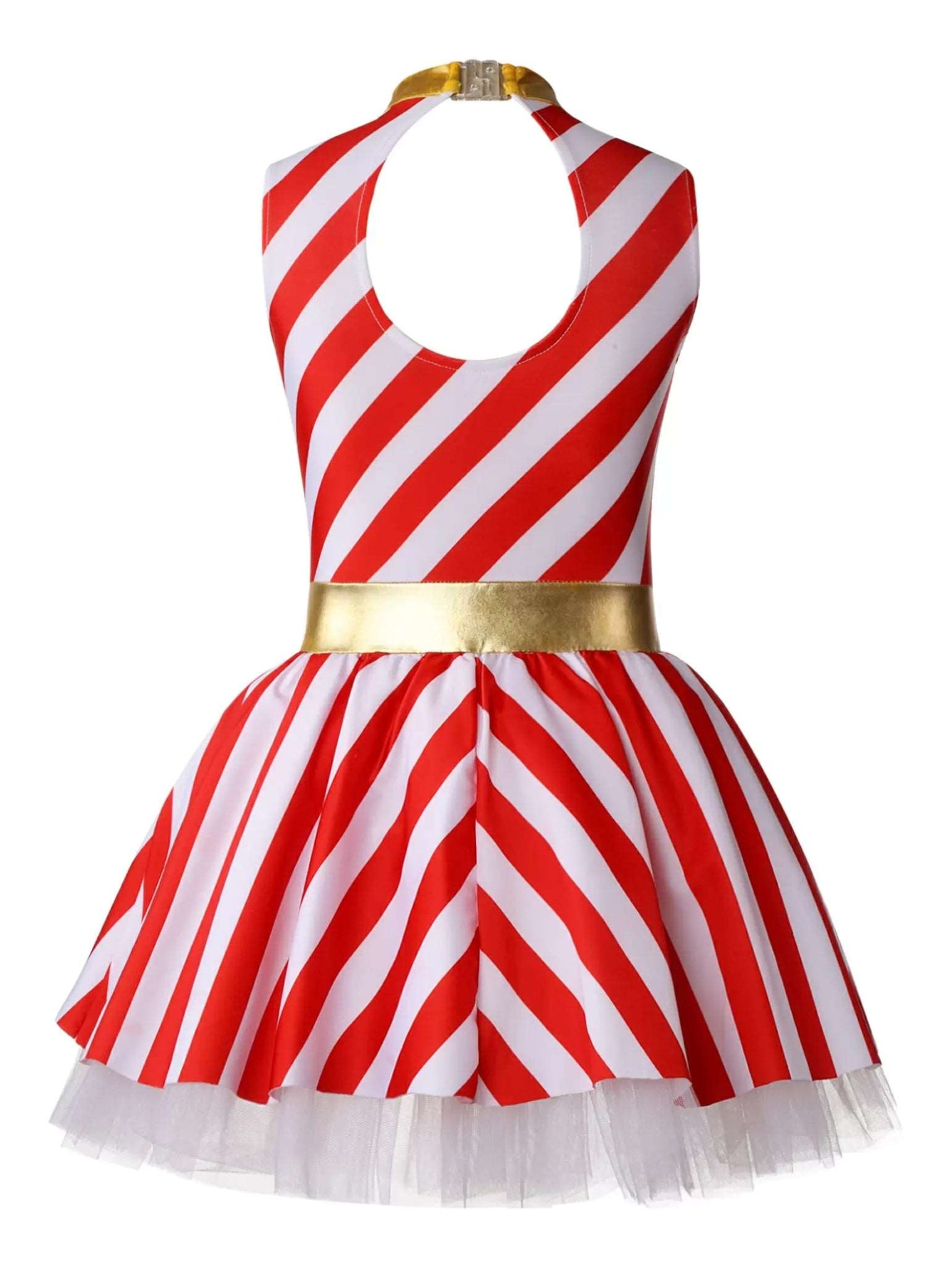 Girls Christmas Candy Cane Costume Xmas Dance Stage Performance Dress - TSSOE