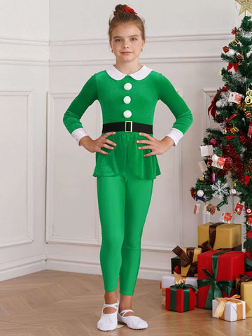 Girls Christmas Costume Mrs Santa Claus Jumpsuit for Cosplay Party - TSSOE