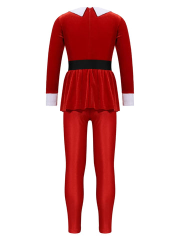 Girls Christmas Costume Mrs Santa Claus Jumpsuit for Cosplay Party - TSSOE