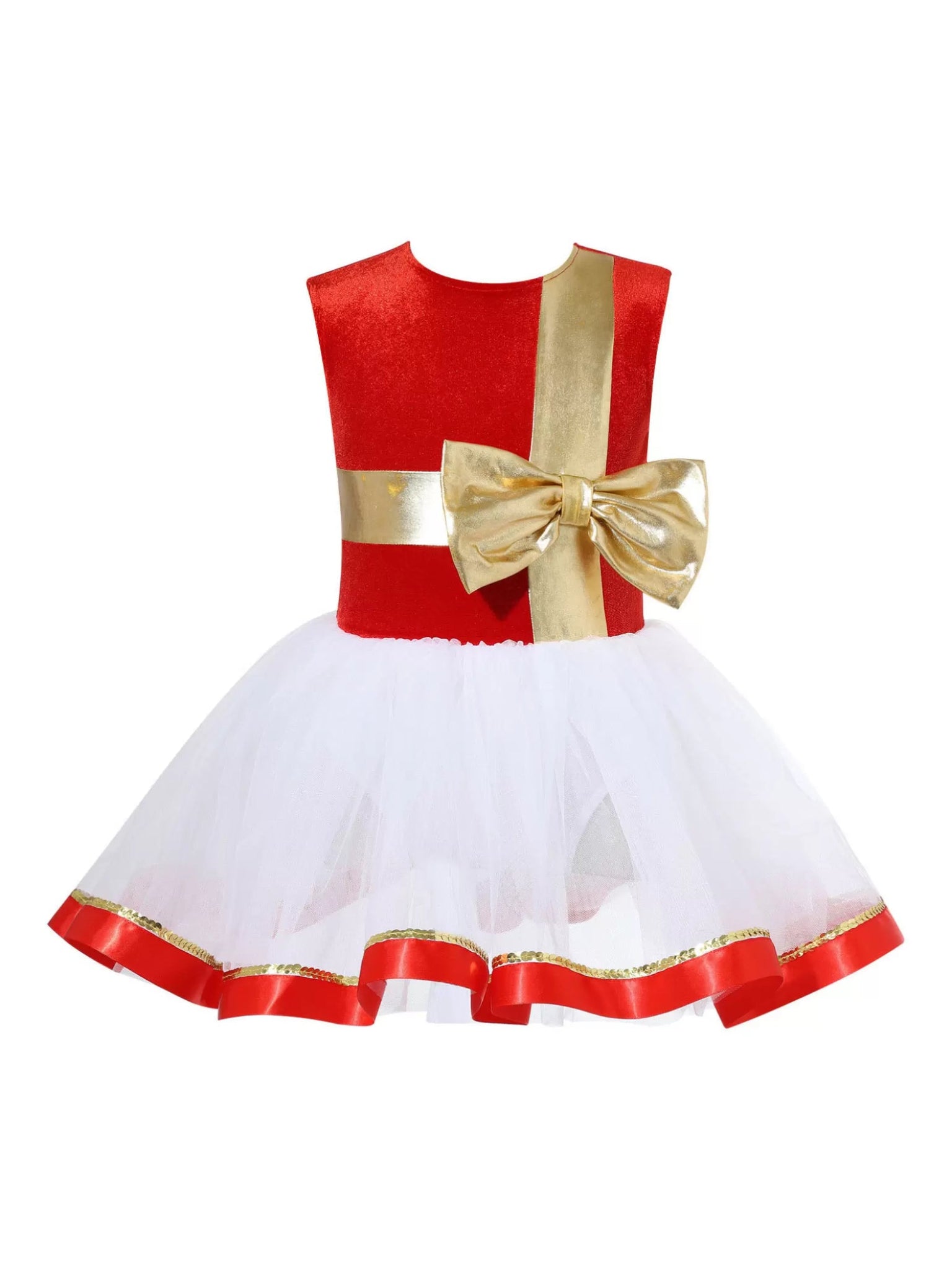 Girls Christmas Costume Xmas Dance Ice Skating Tutu Dress Leotard - TSSOE