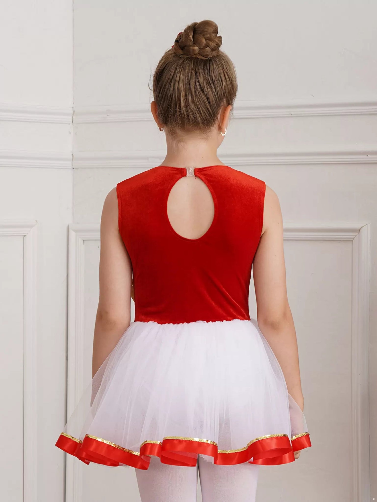 Girls Christmas Costume Xmas Dance Ice Skating Tutu Dress Leotard - TSSOE