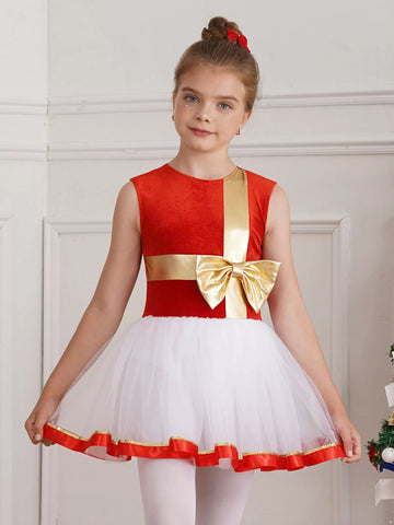 Girls Christmas Costume Xmas Dance Ice Skating Tutu Dress Leotard - TSSOE