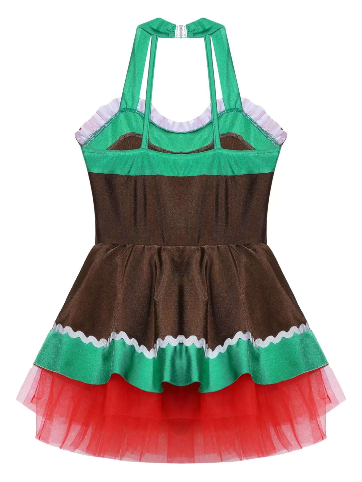 Girls Christmas Gingerbread Man Costume Xmas Dance Tutu Dress - TSSOE