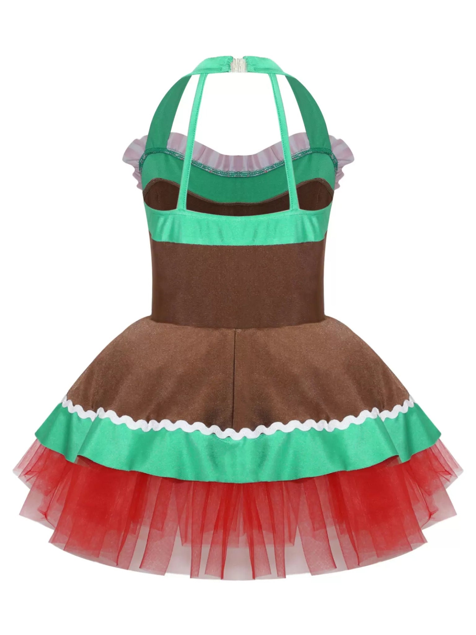 Girls Christmas Gingerbread Man Costume Xmas Dance Tutu Dress - TSSOE