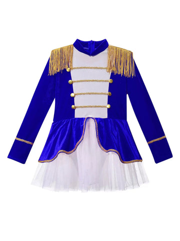 Girls Christmas Long Sleeve Mesh Tutu Circus Leotard Dress - TSSOE