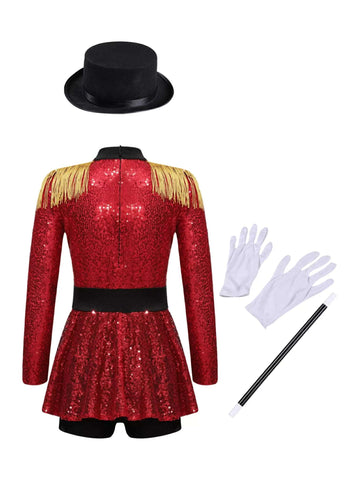 Girls Circus Ringmaster Costume Trapeze Show Dress up Outfit - TSSOE