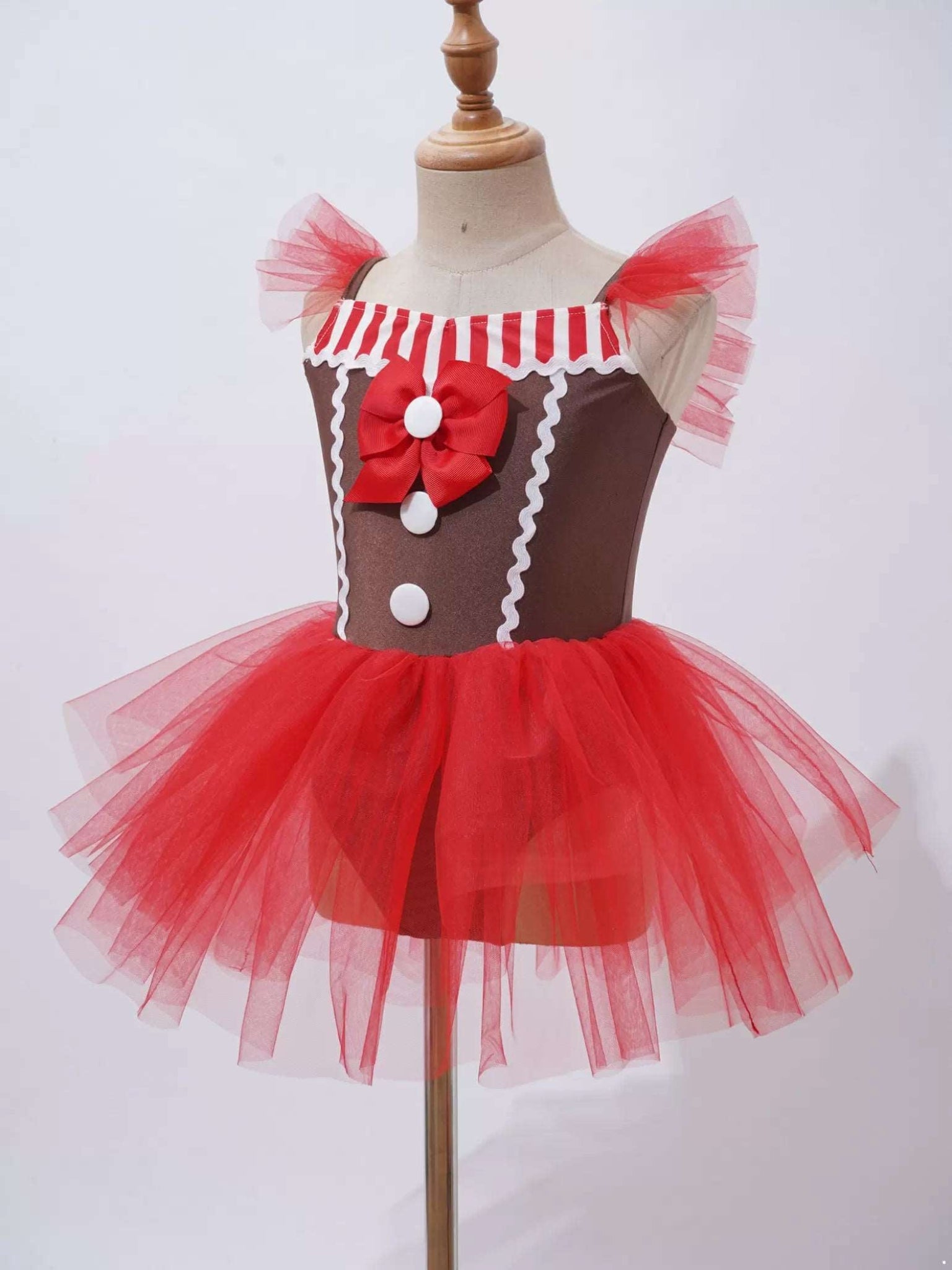 Girls Gingerbread Man Costume Christmas Dance Tutu Dress Leotard - TSSOE