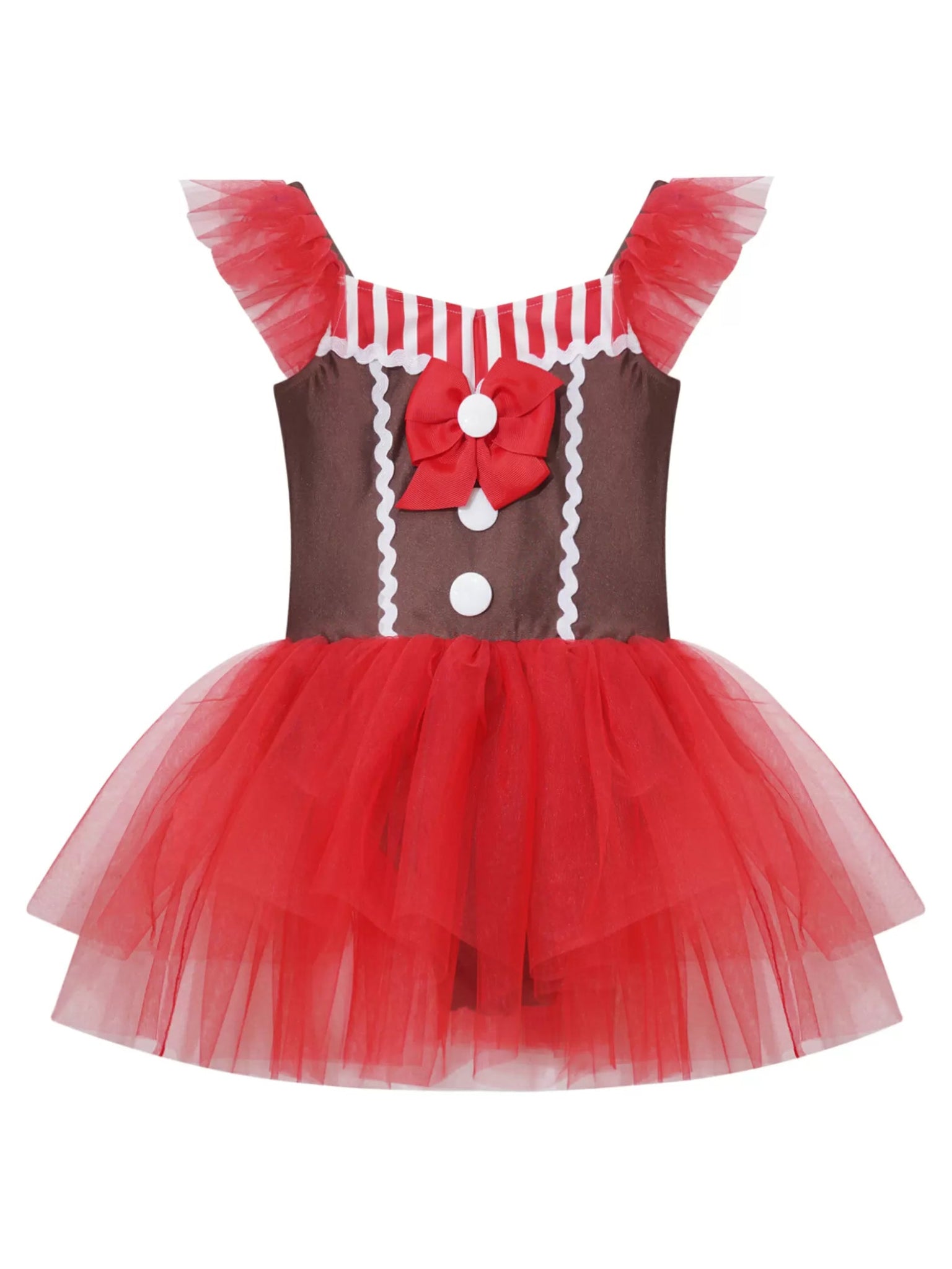 Girls Gingerbread Man Costume Christmas Dance Tutu Dress Leotard - TSSOE