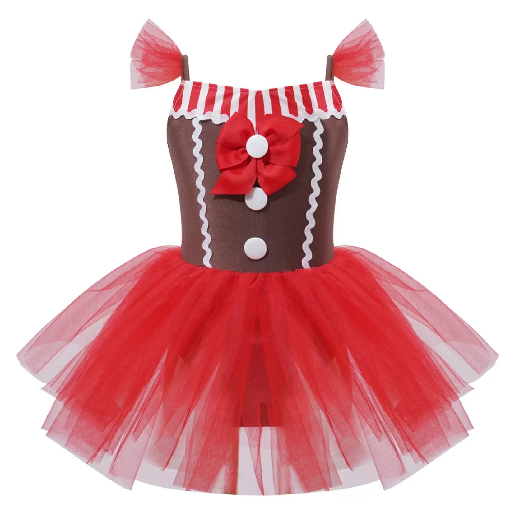 Girls Gingerbread Man Costume Christmas Dance Tutu Dress Leotard - TSSOE