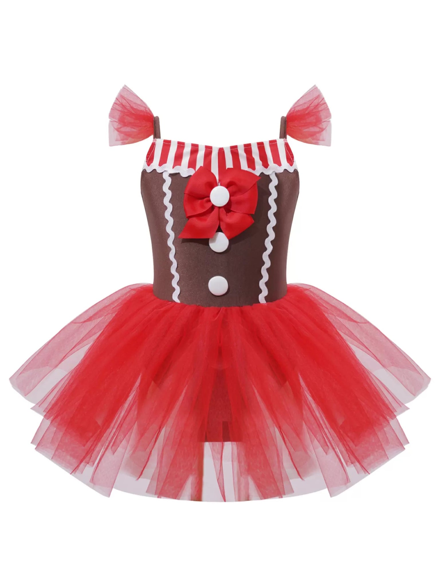 Girls Gingerbread Man Costume Christmas Dance Tutu Dress Leotard - TSSOE