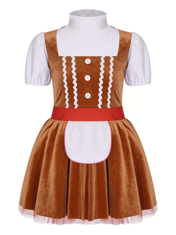 Girls Gingerbread Man Dresses for Christmas Cosplay Party Dress Up - TSSOE