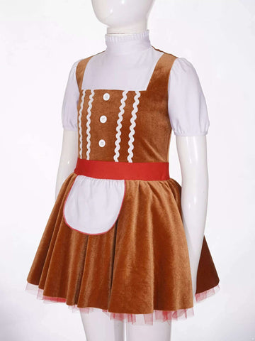 Girls Gingerbread Man Dresses for Christmas Cosplay Party Dress Up - TSSOE