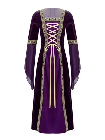 Girls Medieval Renaissance Costume Long Sleeve Vintage Dress - TSSOE