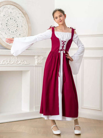 Girls Renaissance Dress Medieval Princess Costume - TSSOE