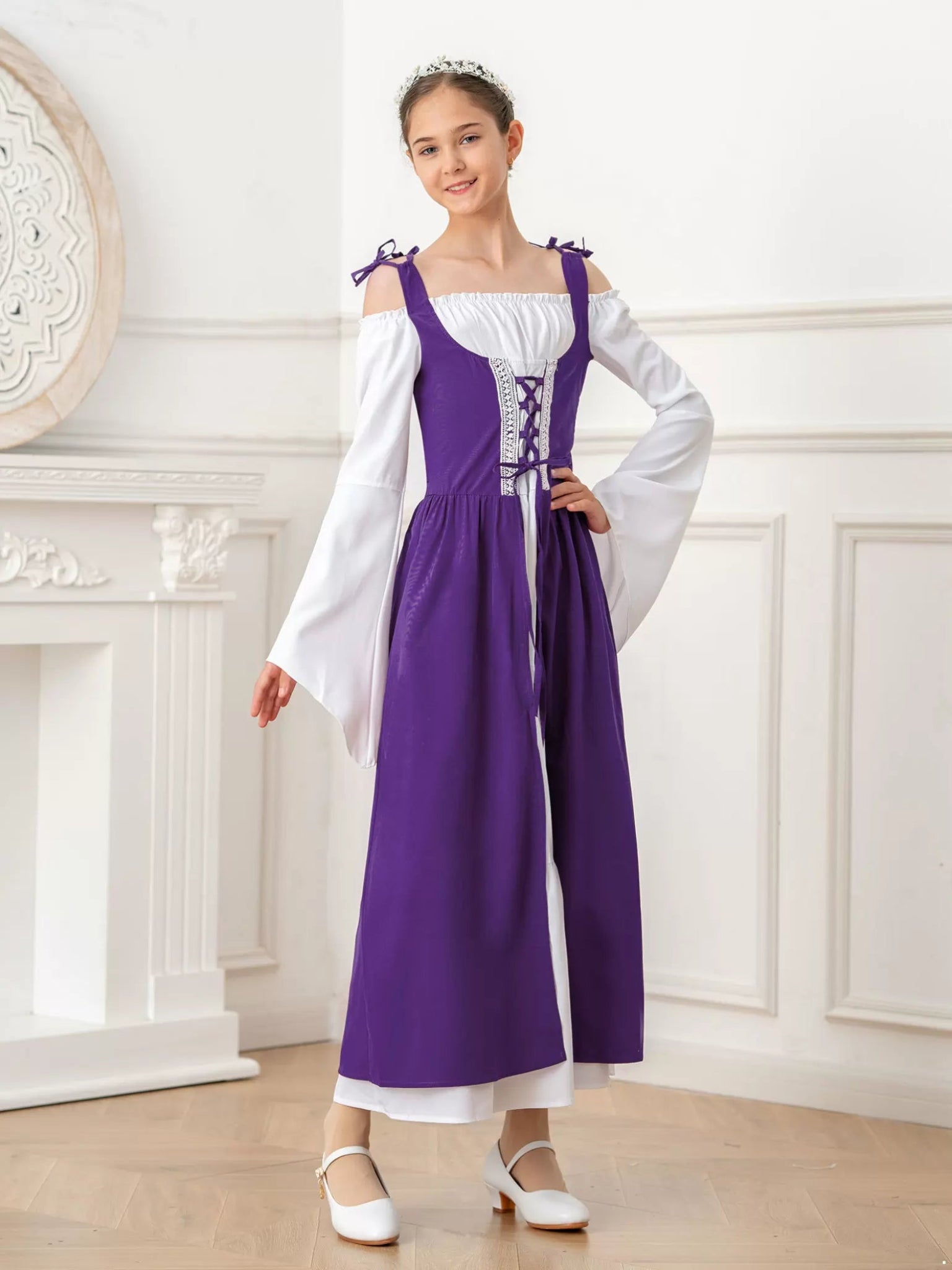 Girls Renaissance Dress Medieval Princess Costume - TSSOE