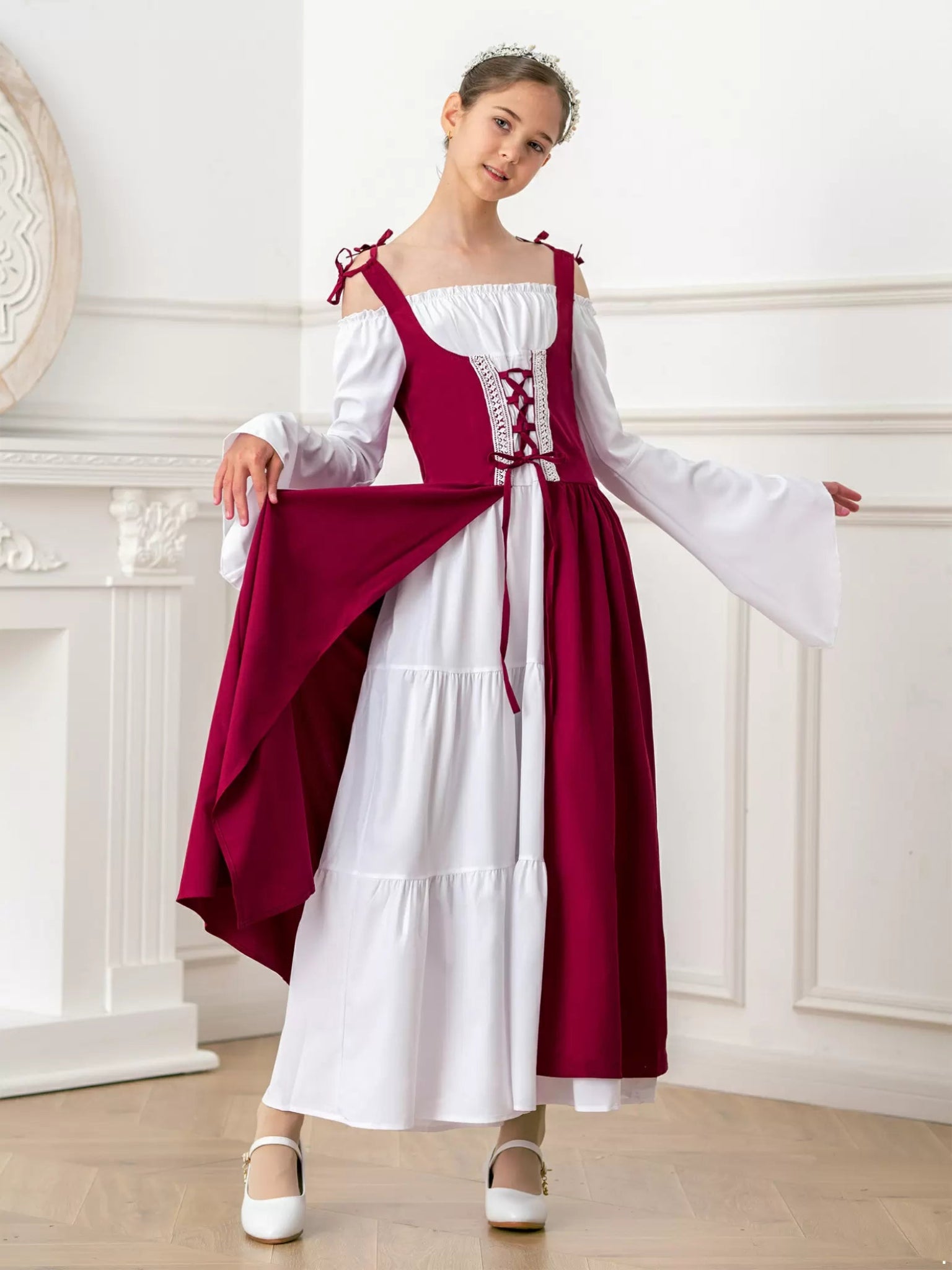 Girls Renaissance Dress Medieval Princess Costume - TSSOE