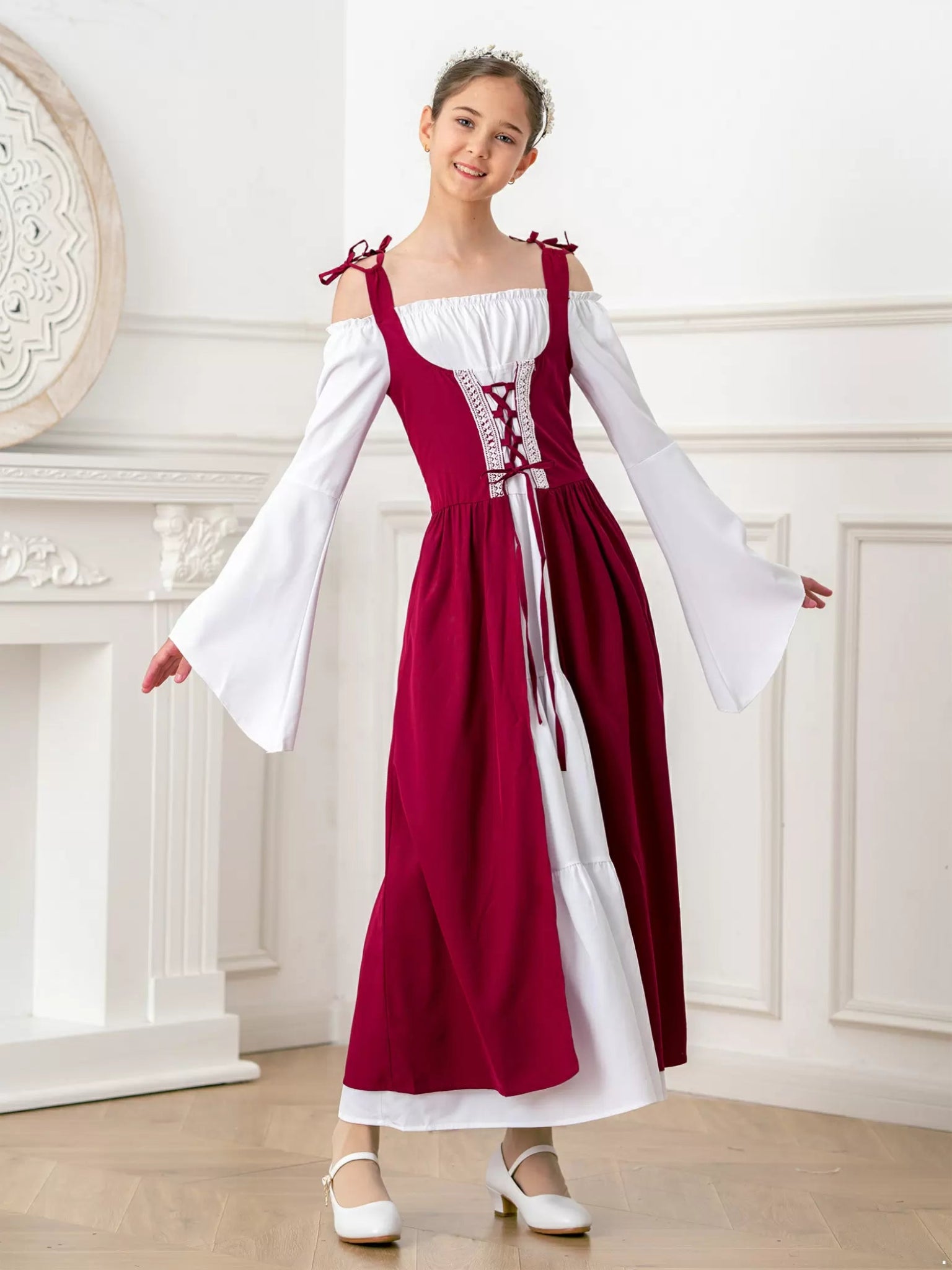 Girls Renaissance Dress Medieval Princess Costume - TSSOE