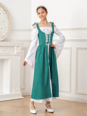 Girls Renaissance Dress Medieval Princess Costume - TSSOE